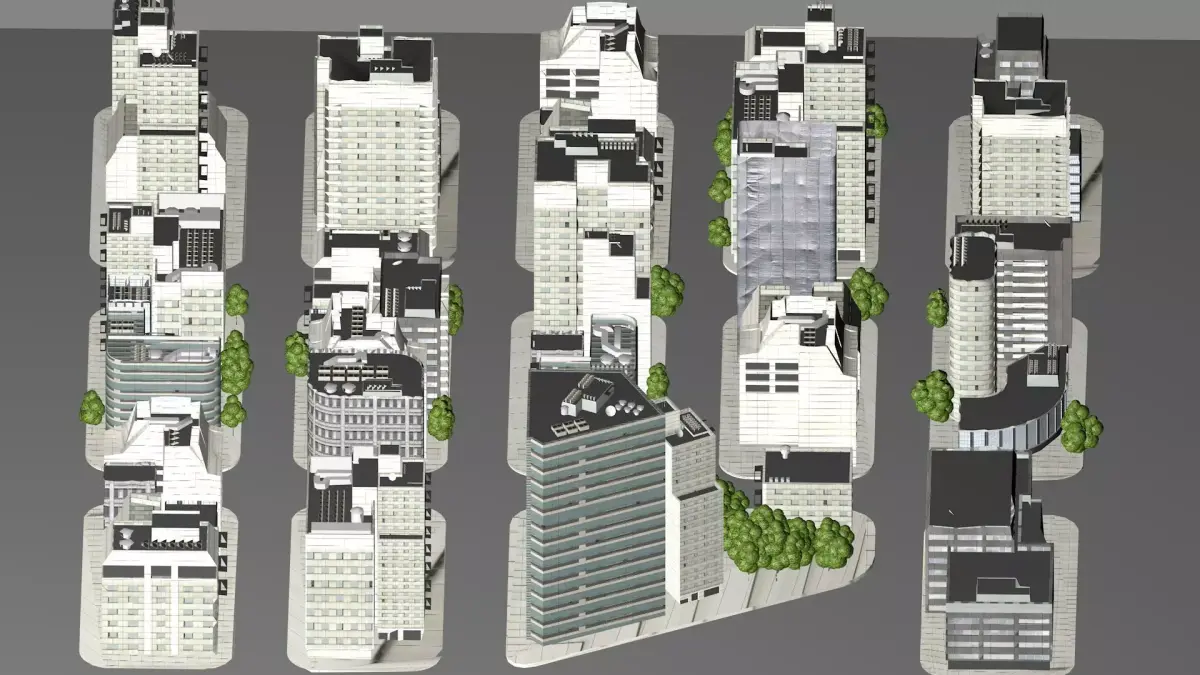 Modern urban highrise building ancillary buildings commercial 3D model