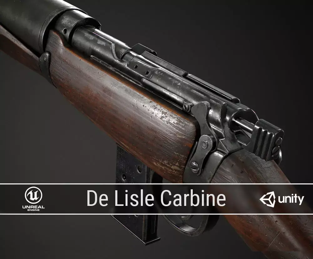 PBR De Lisle Carbine Low-poly 3D model