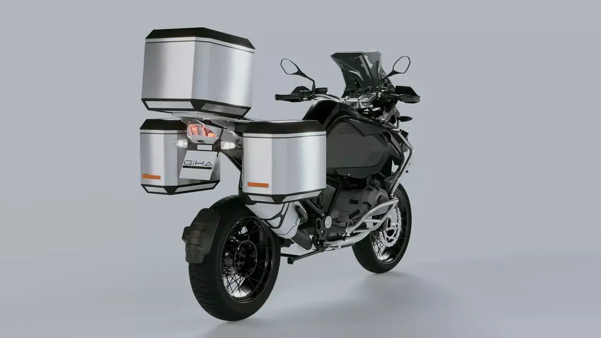 Enduro Motorcycle and aluminium sandle bag 3d model 3D model