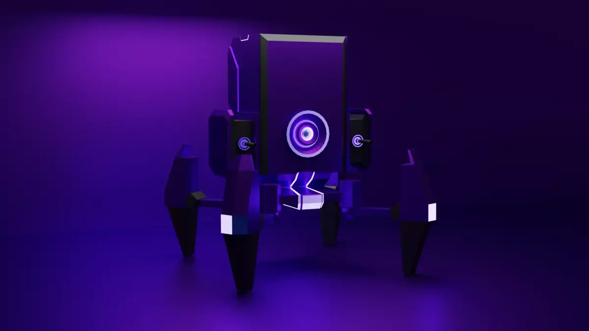 low poly turret futuristic robot Low-poly 3D model