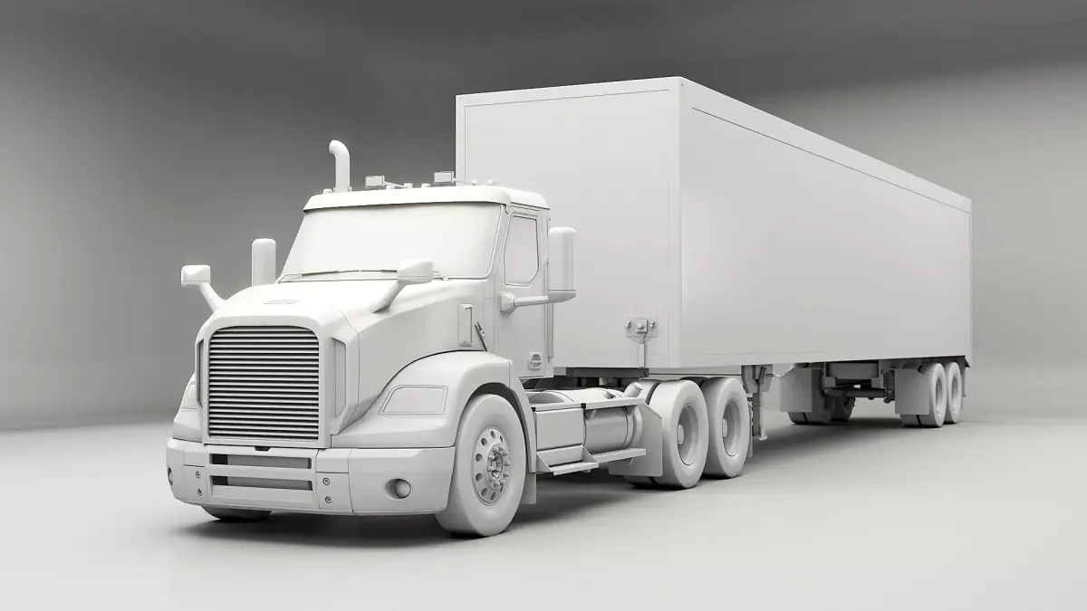 Generic Semi Truck Day Cab and Dry Van Box Trailer UT 3D model