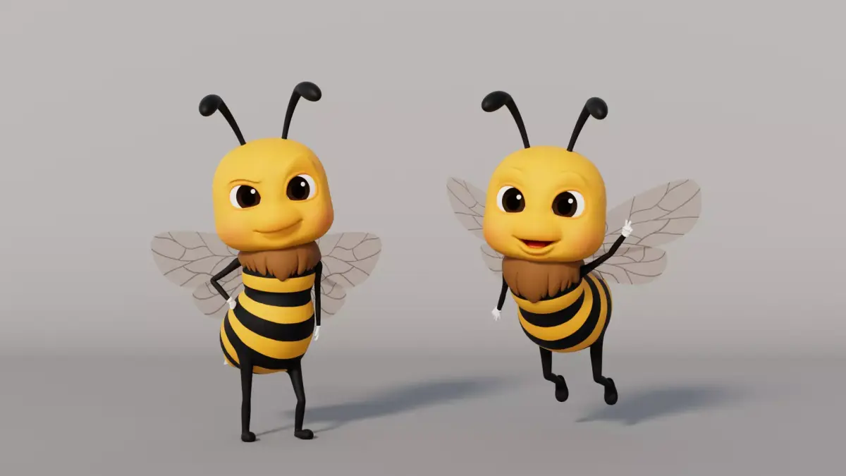 Rigged Cartoon Bee 3D model