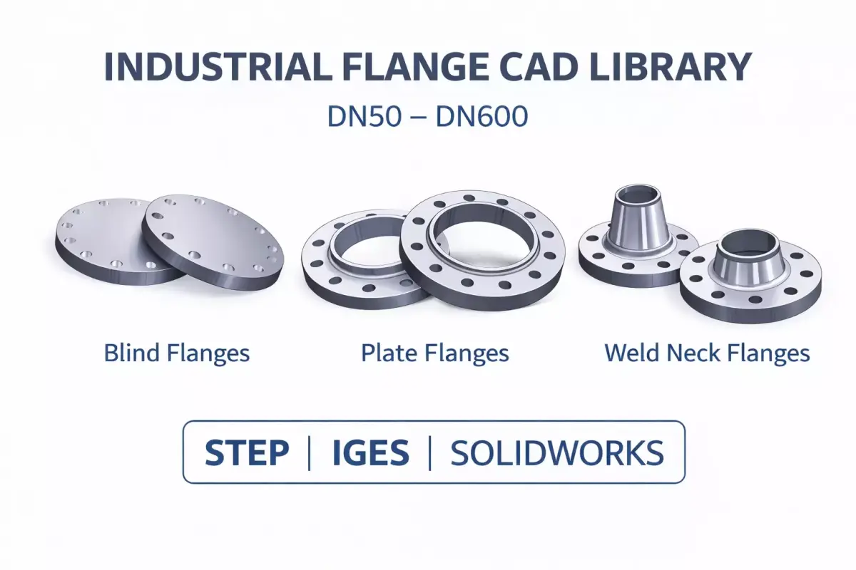 EN1092-1 PN16 Flange Pack DN50-DN600 CAD Models
