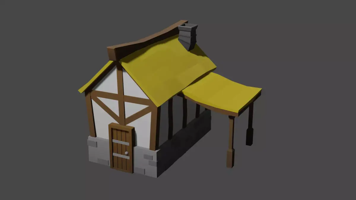 Medieval Farmhouse - Low Poly Free low-poly 3D model