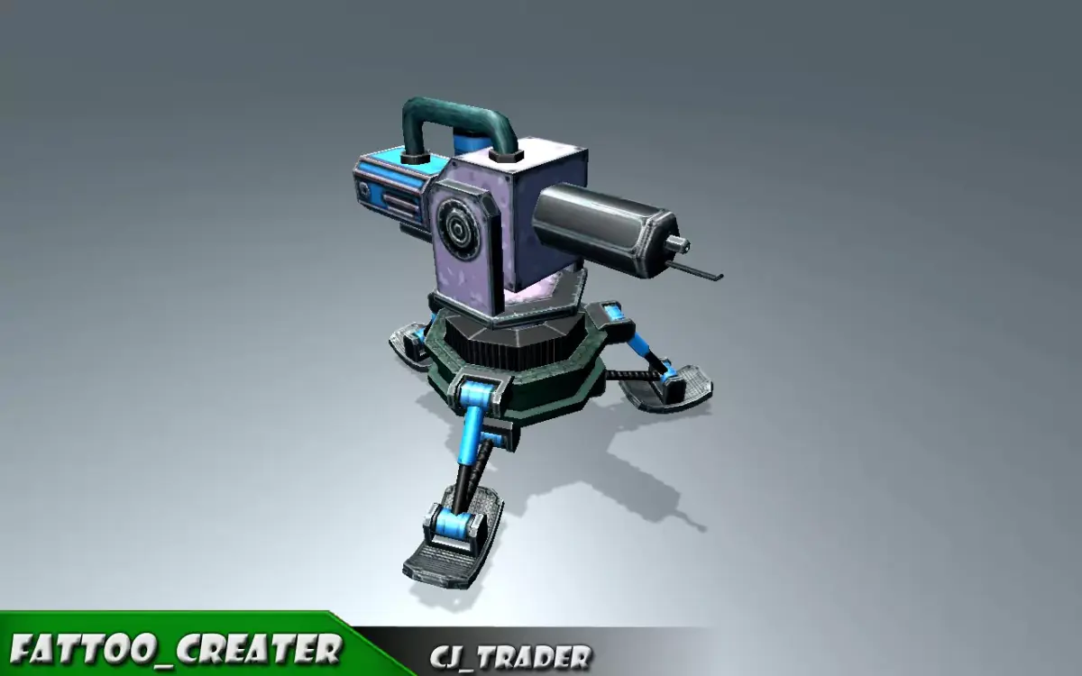 Flame Thrower Turret Lowpoly 3D Model Low-poly 3D model