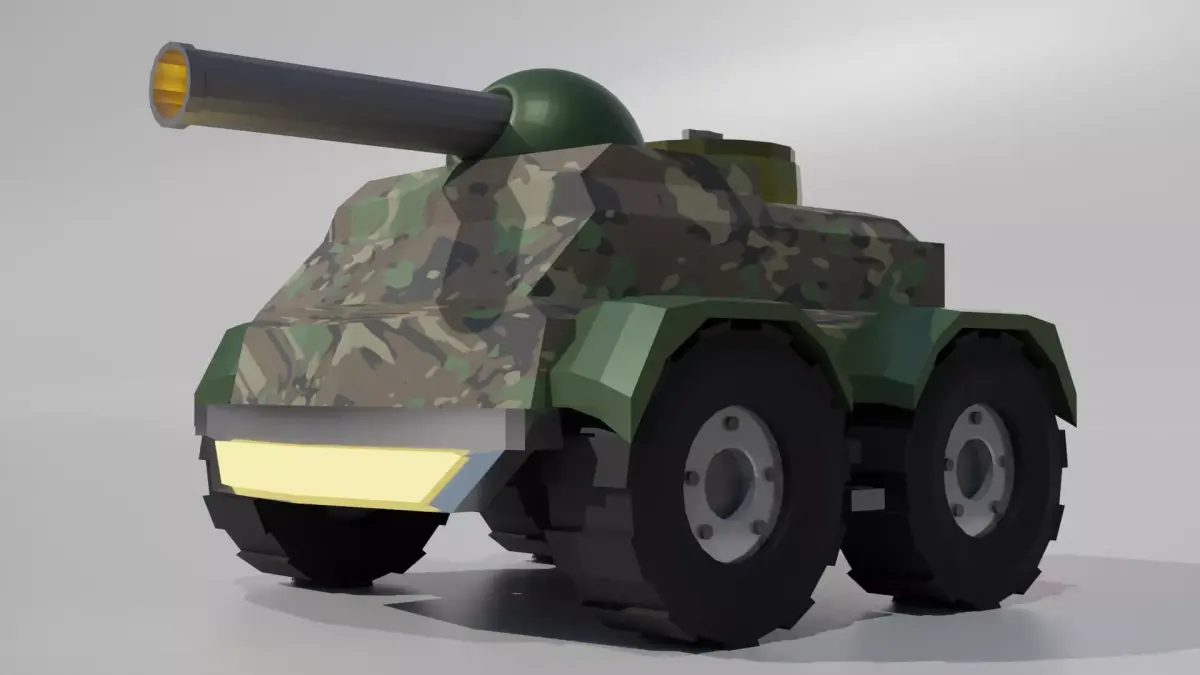 Tank Low Poly camouflaged Low-poly 3D model