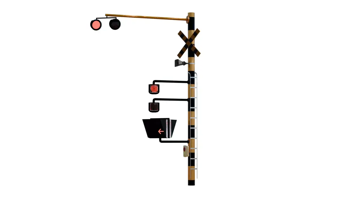 Railway crossing traffic lights 3D model