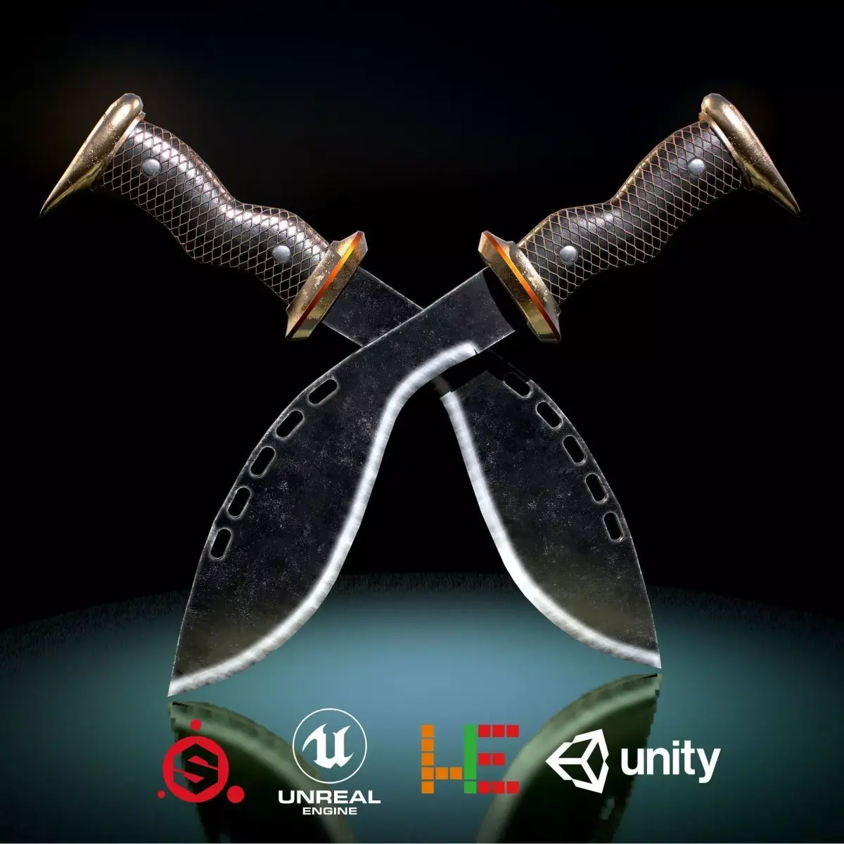 HIE Game Ready Kukri Low-poly 3D model