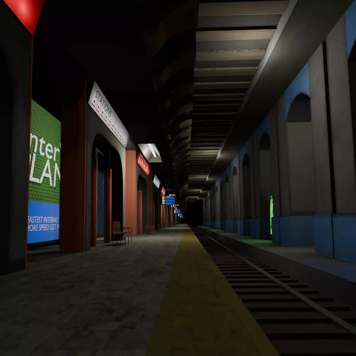 VR Metro Station Low-poly 3D model