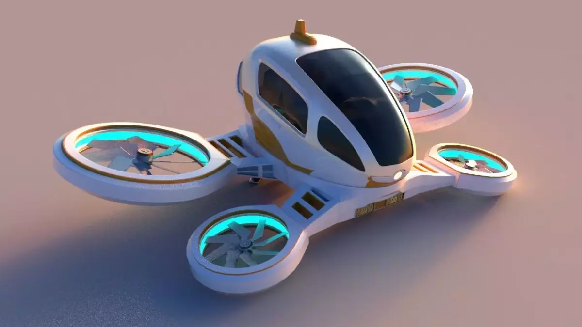 Passenger Drone Low-poly 3D model