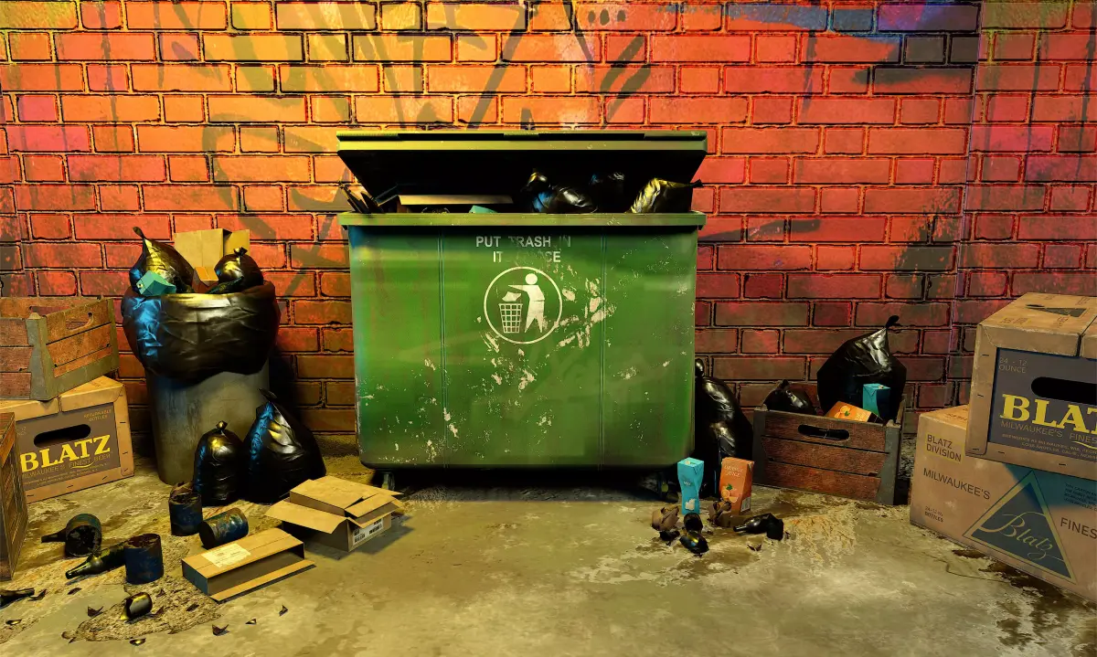 Dumpster trash with garbage bin 3d model 3D model