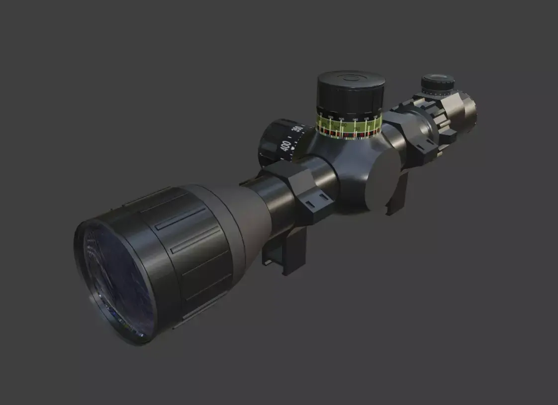 High-Detail Black Scope 3D Model with Glossy Finish 3D model
