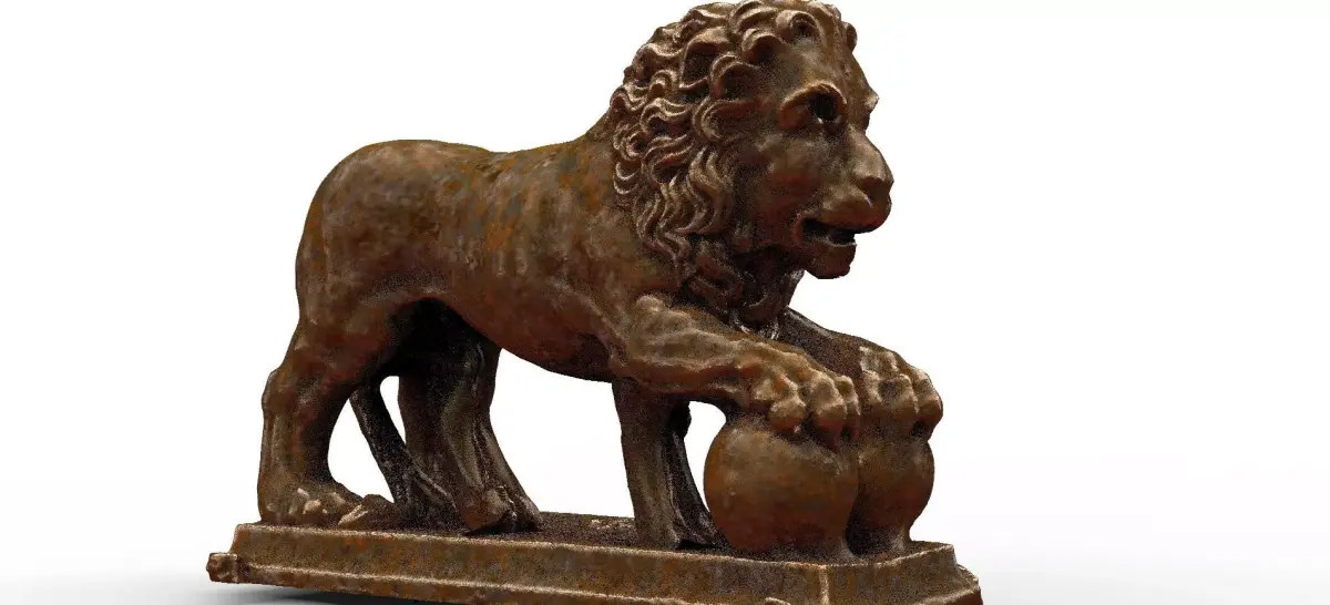 Lion statue With Orb 3D model