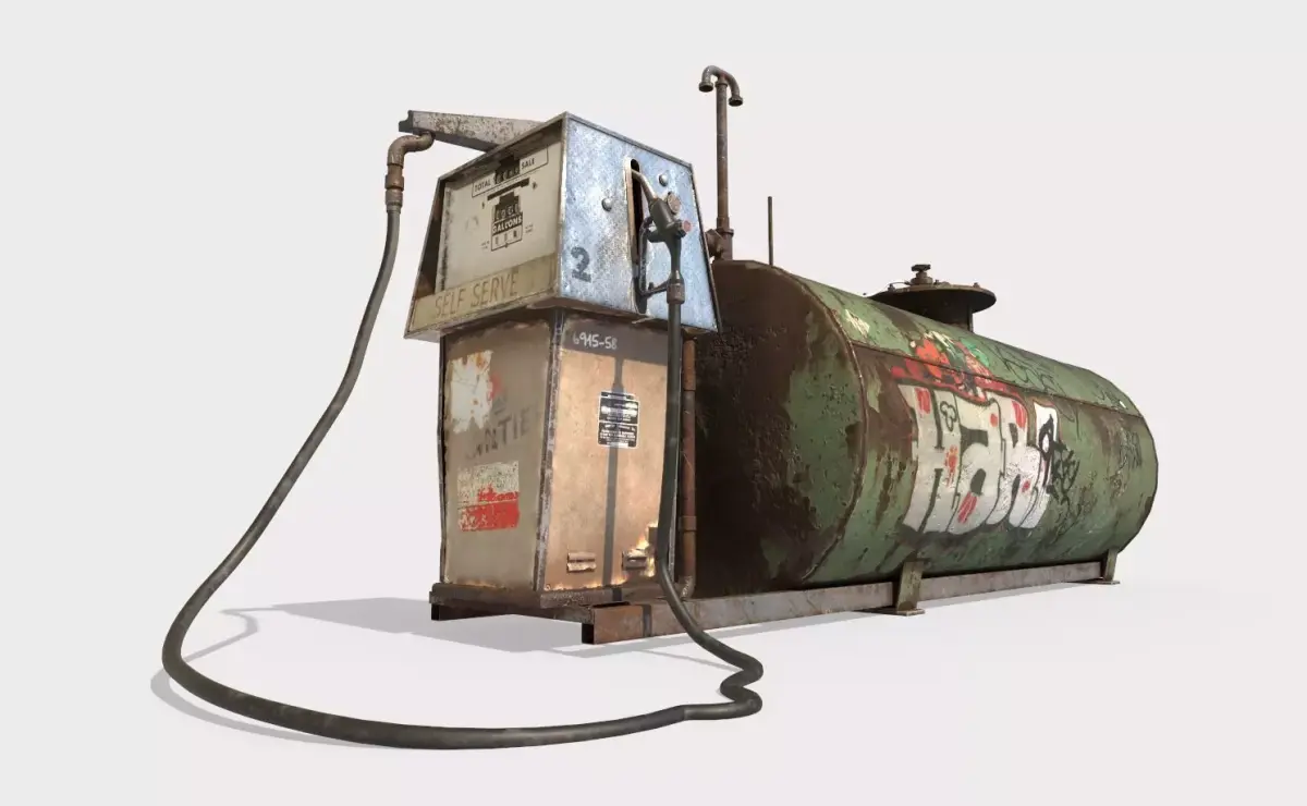 Old Gas Pump and Gas Tank 3D model