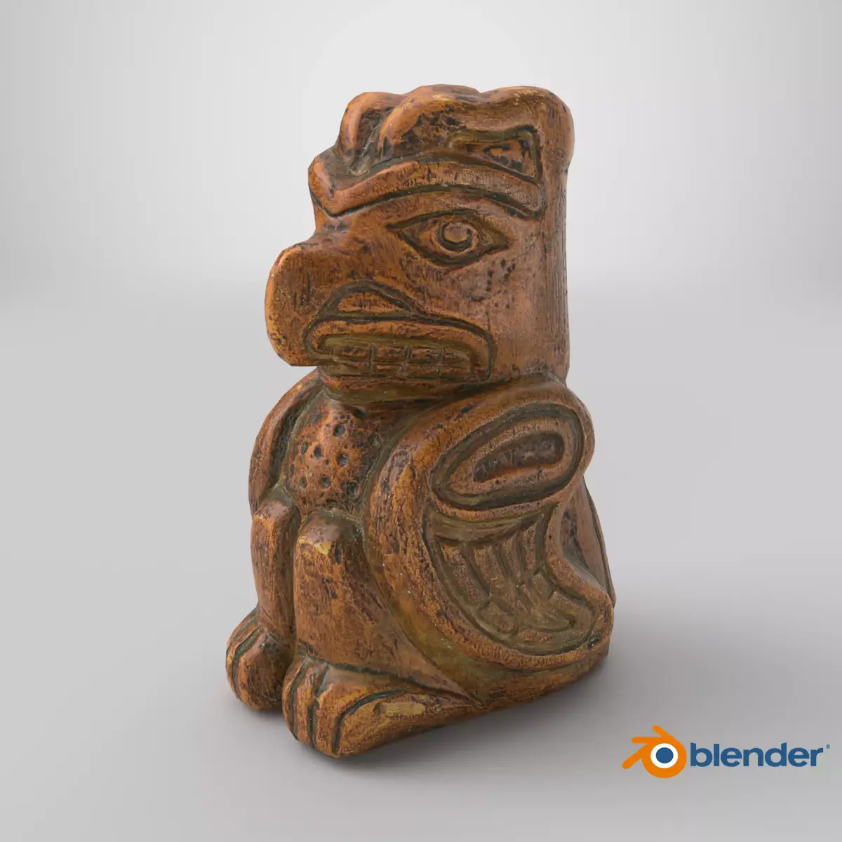Thunderbird Totem Carving Pacific Northwest Style Free 3D model