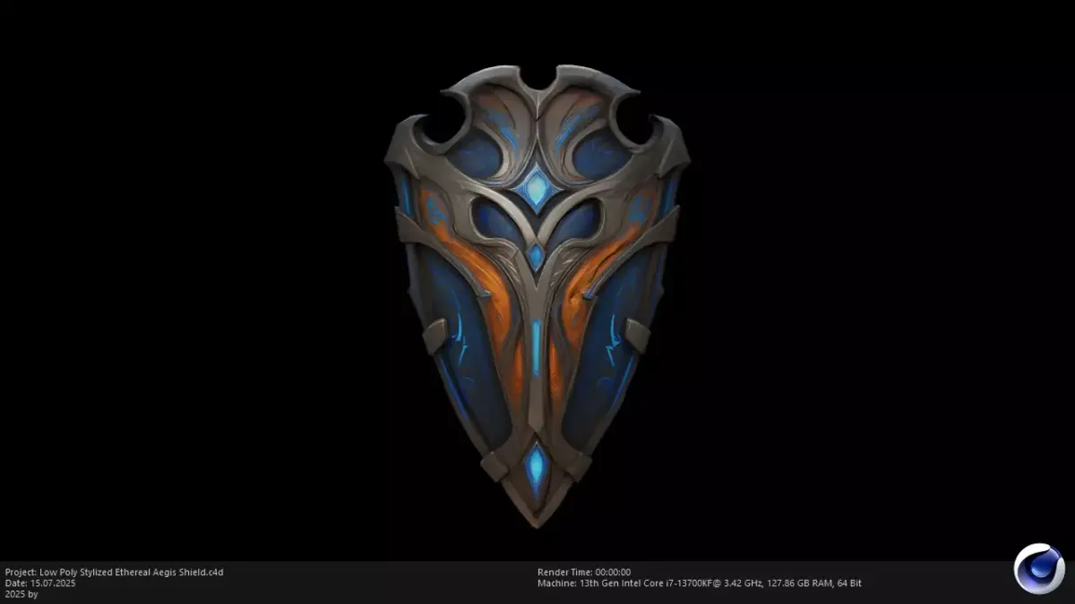 Low Poly Stylized Ethereal Aegis Shield Low-poly 3D model