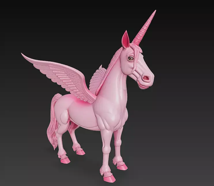 Unicorn Pink Realistic 3D Model Basic - Low Poly Realistic  Low-poly 3D model