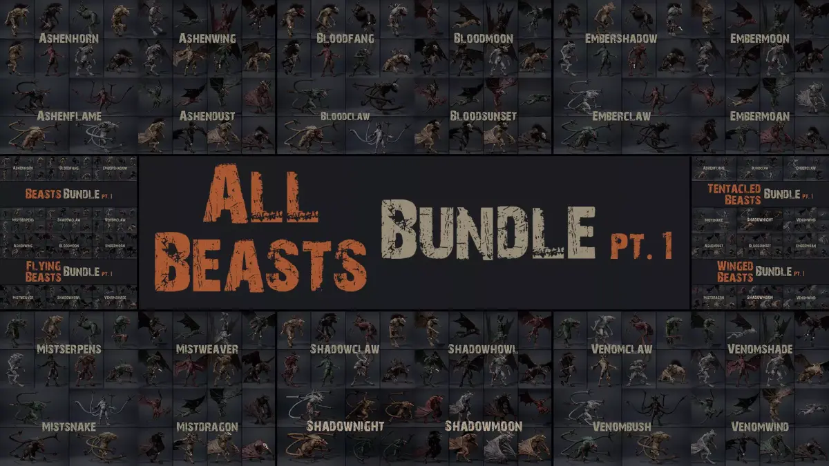 All Beasts Bundle Part 1 3D Model Pack