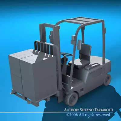 Forklift 2 with boxes 3D model