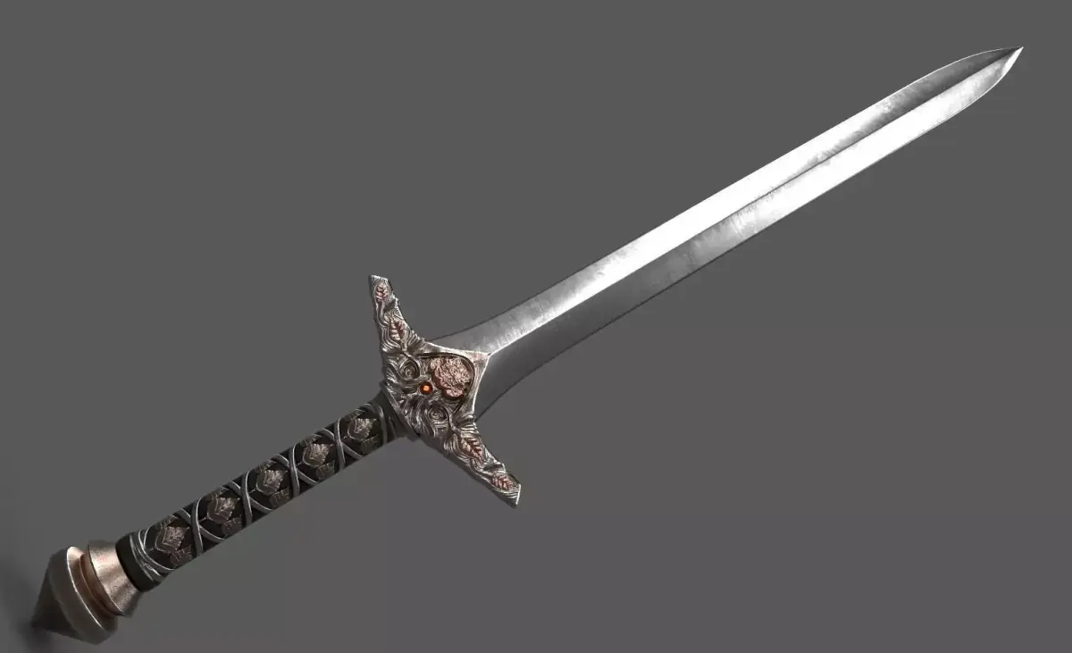 Elvish Blade - Silver - One Handed Sword Low-poly 3D model