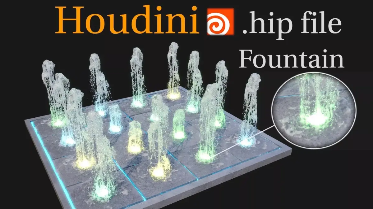 Houdini file Dynamic Fountain LOOP Animation Pack 3D model