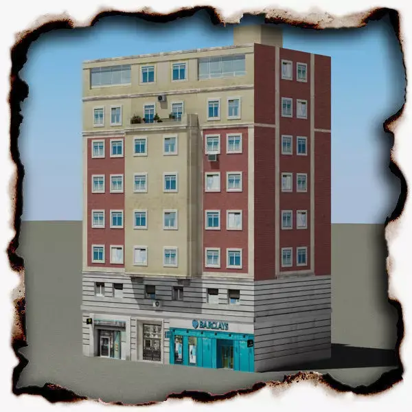 Building apartment with flat roof Low-poly 3D model