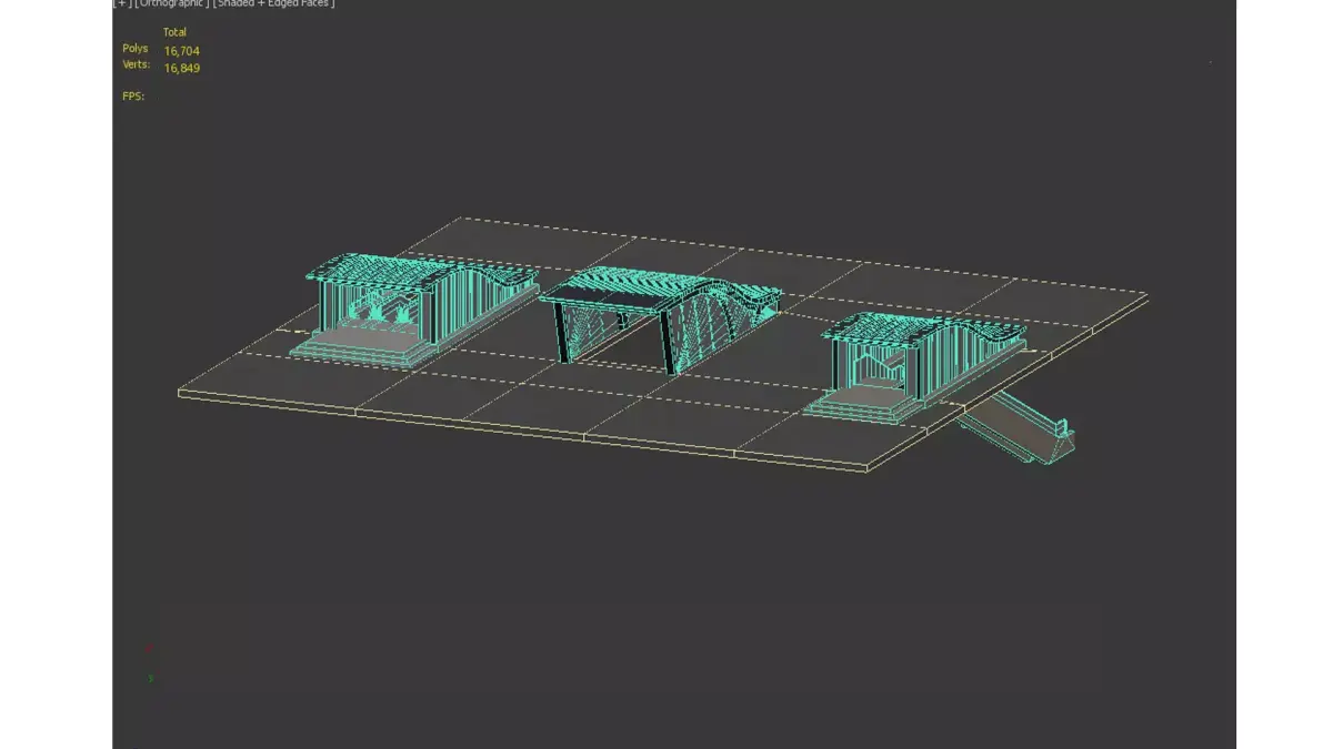 Section of Subway Station Low-poly 3D model