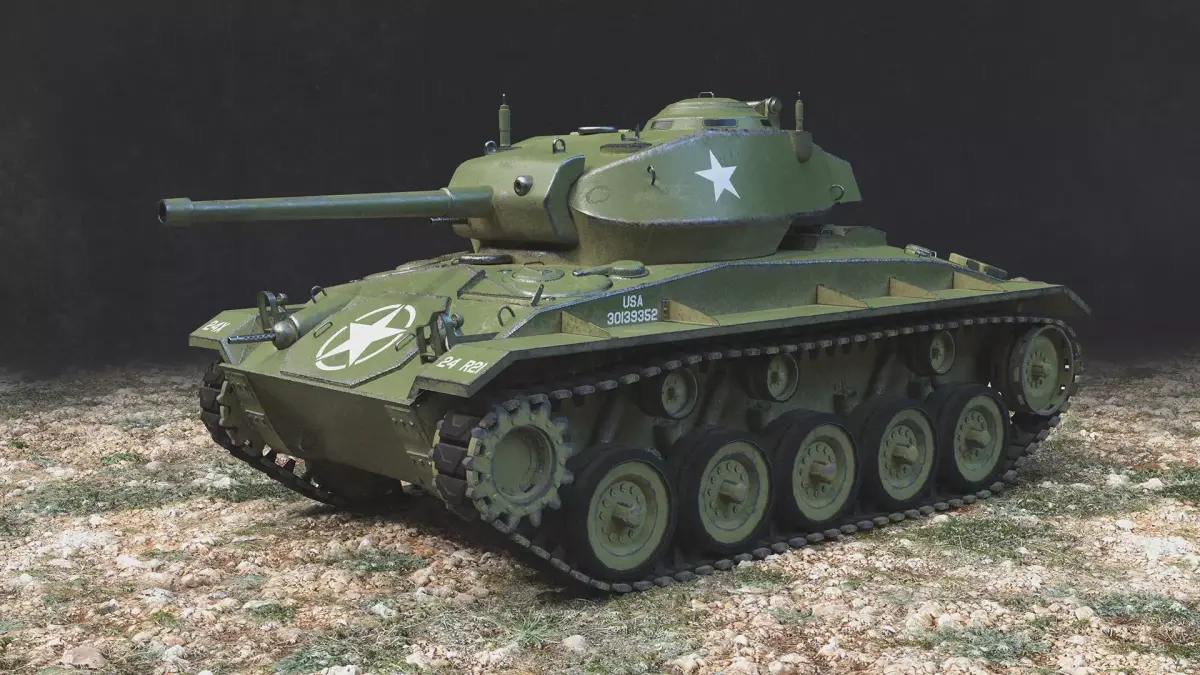 M24 Chaffee tank  Low-poly 3D model