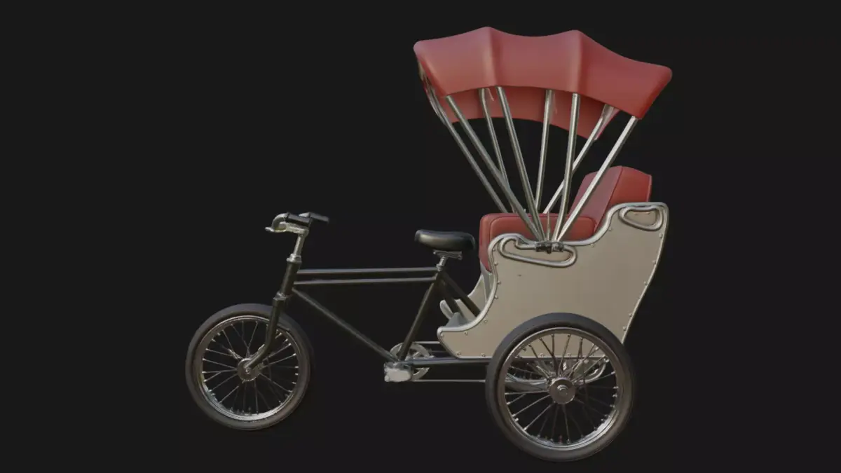 Bicycle Rickshaw  Vintage 3D Pedicab 3D model