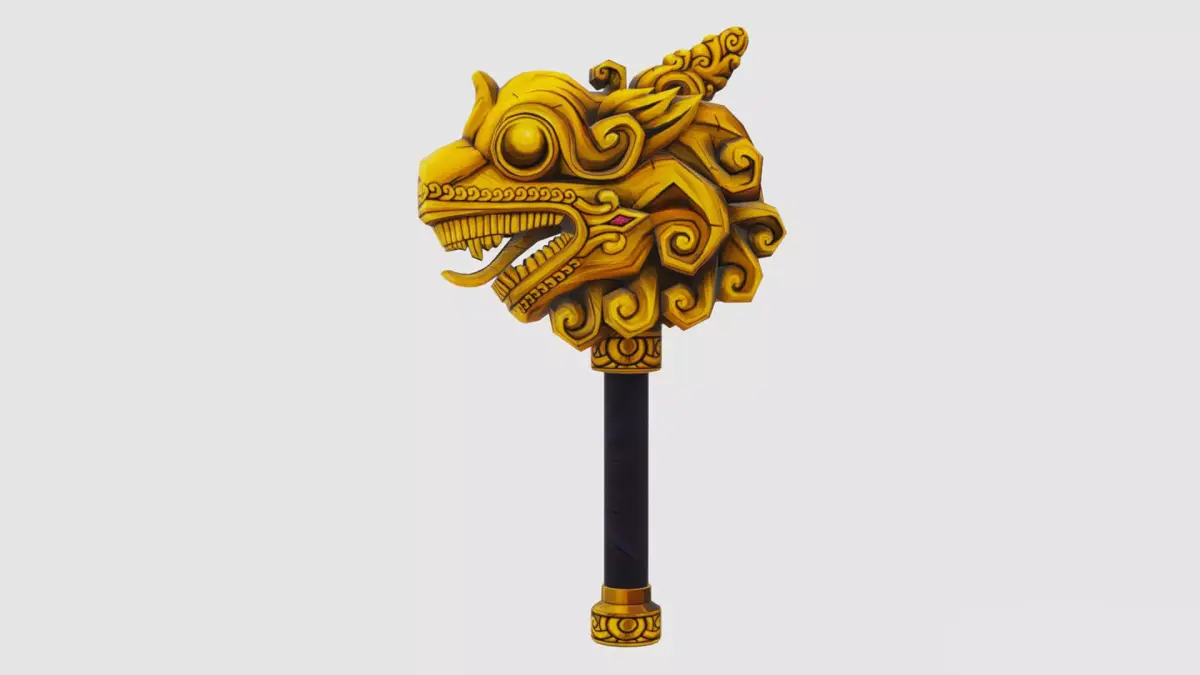Sledgehammer Golden Dragon Head Hammer Lowpoly Gavel Low-poly 3D model