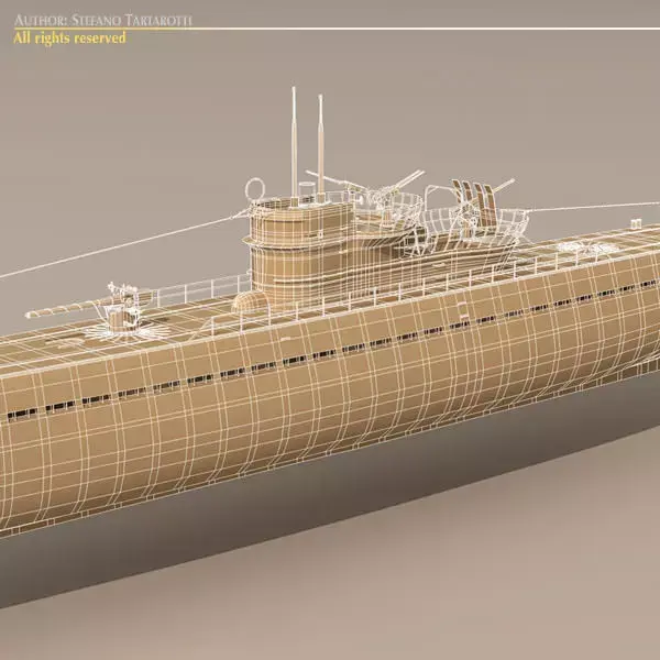 Type IX U-boat submarine 3D model