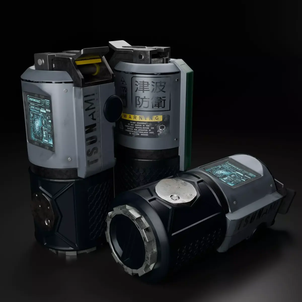 Cyber smoke grenade PBR Asset Low-poly 3D model Low-poly 3D model