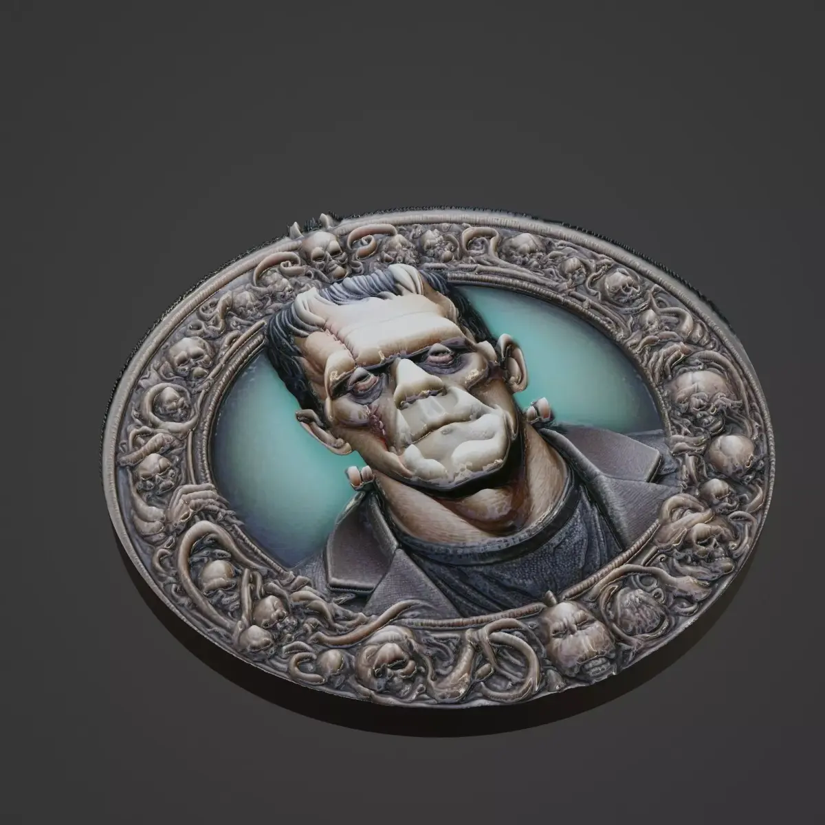 Frankenstein Medallion 3D print model buy