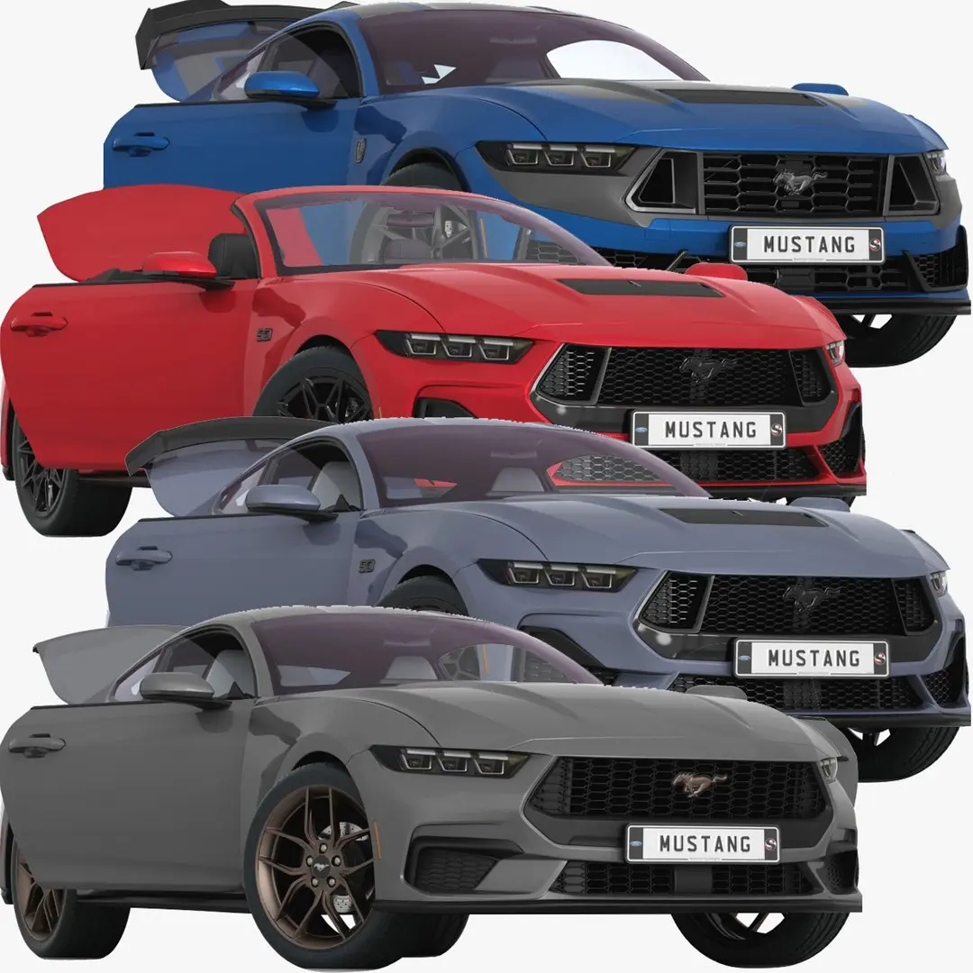 Ford Mustang 2024 Collection with opening doors and trunk1 3D model