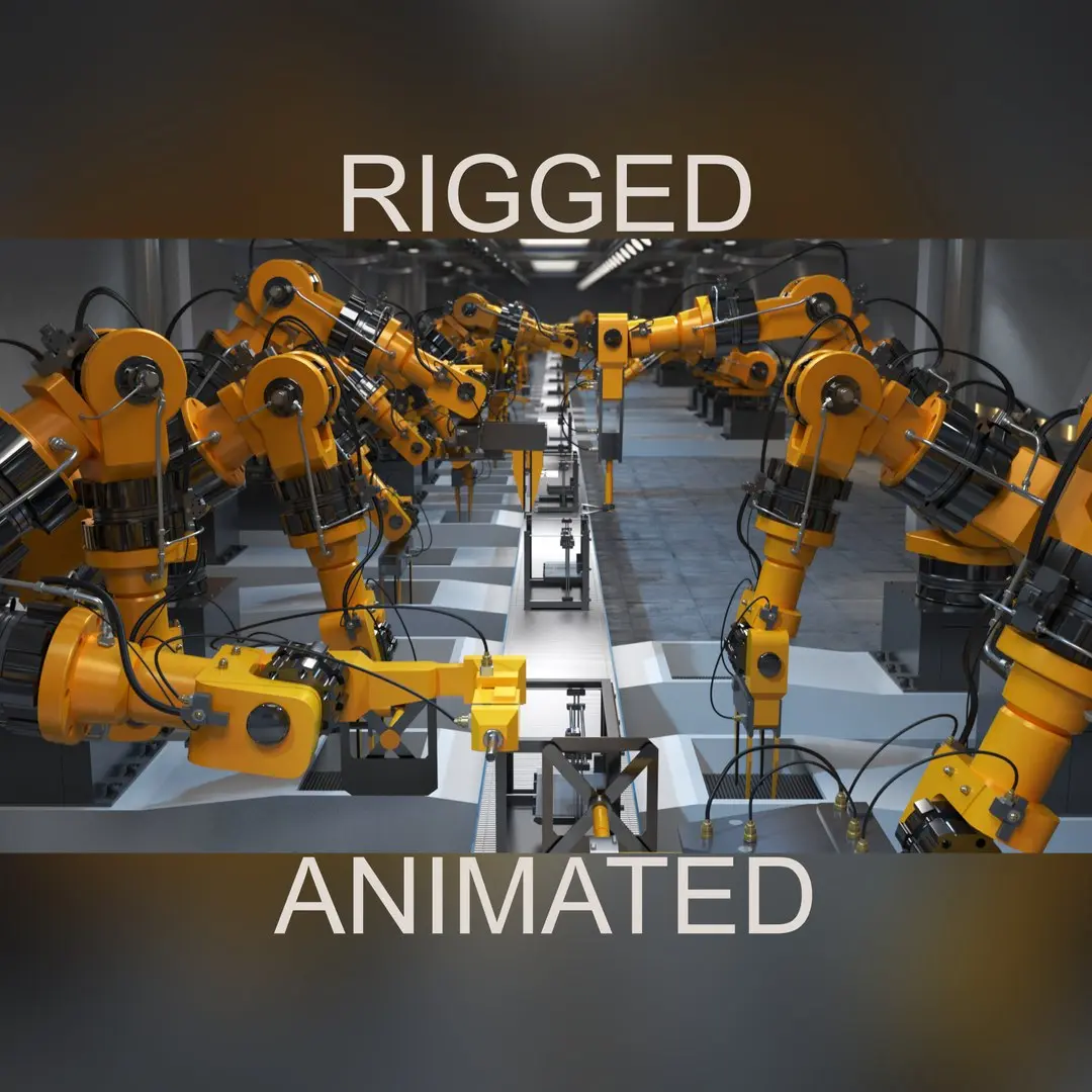 Industrial robots assembling 3D printers 3D model purchase