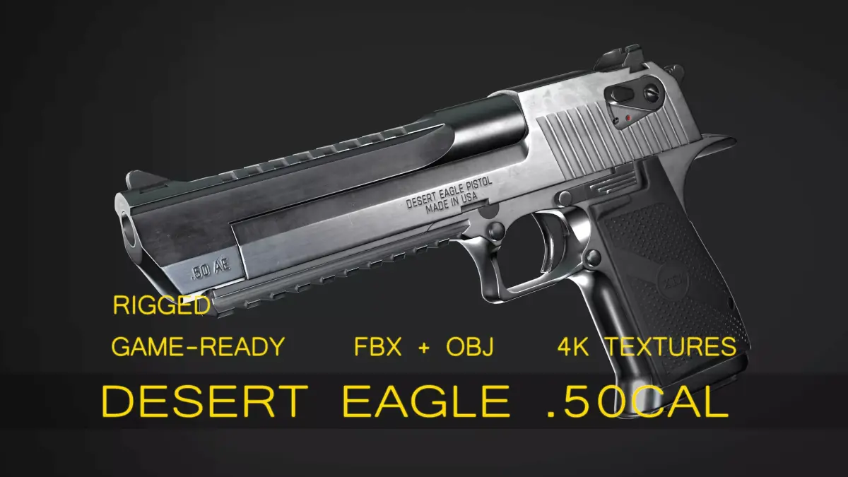 Desert Eagle Low-poly 3D model 6