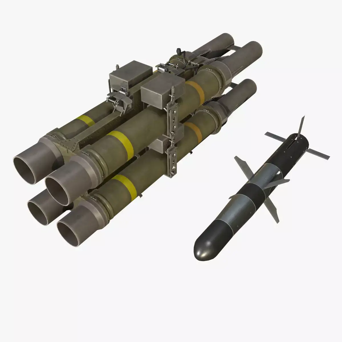 Missile Launcher BGM-71D TOW-2 X4 Low-poly 3D model