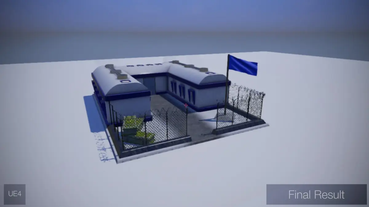 Barrack police station Low-poly 3D model