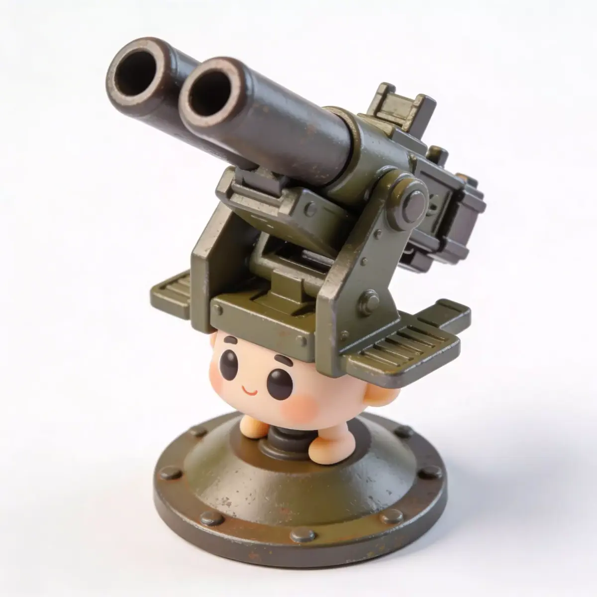 Stylized Chibi WWII Anti-Aircraft Gun Low-poly 3D model