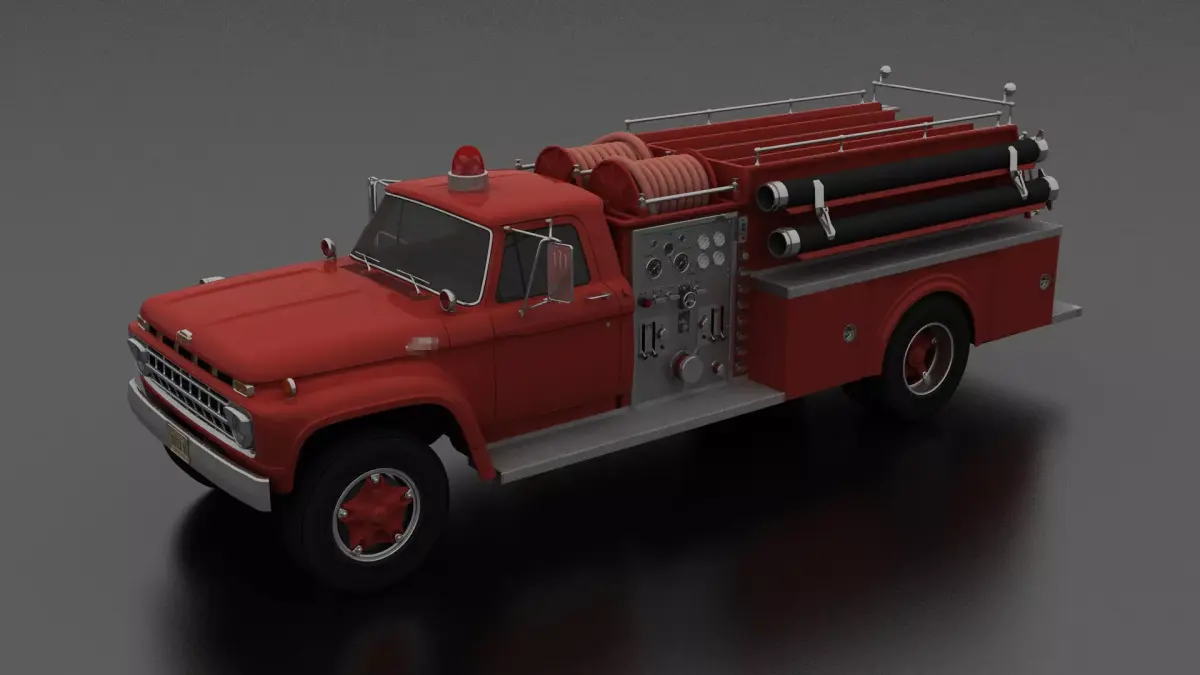 F-Series F-700 Fire Truck Unmarked Low-poly 3D model