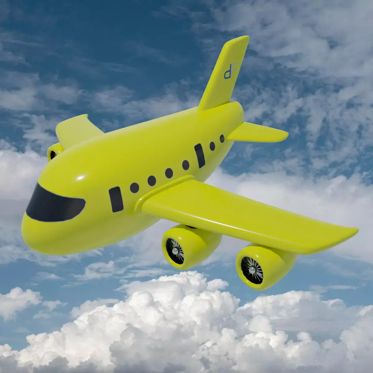 Stylized Cartoon Airplane - Prop Plane for Games and Animation Low-poly 3D model