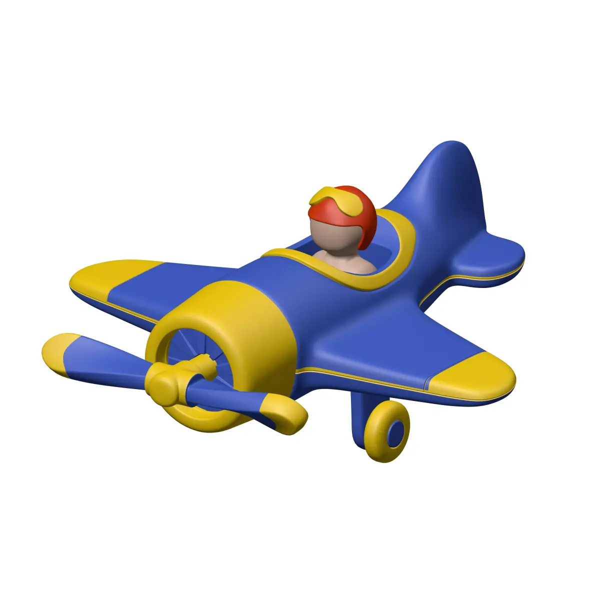 Cartoon Plane with Pilot Low-poly 3D model