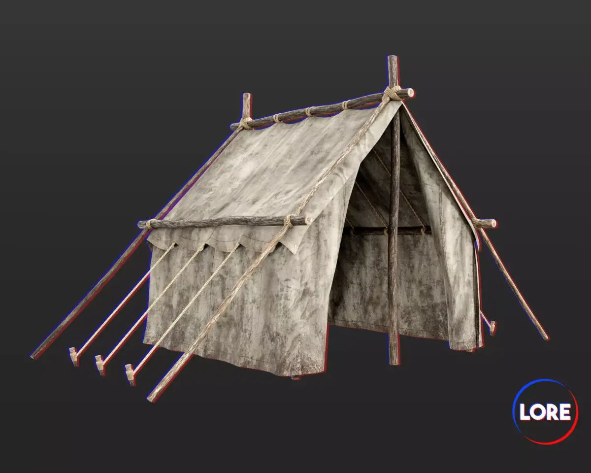 Medieval Crude Camp Tent Medium Low-poly 3D model