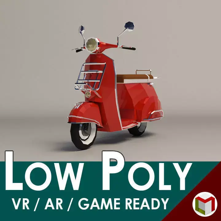 Low-Poly Cartoon Vespa Scooter Low-poly 3D model purchase
