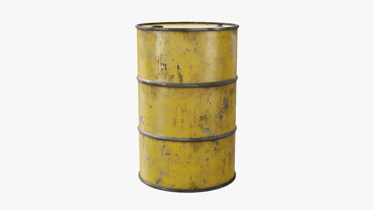 Steel Barrel - Yellow - Dirty 3D model