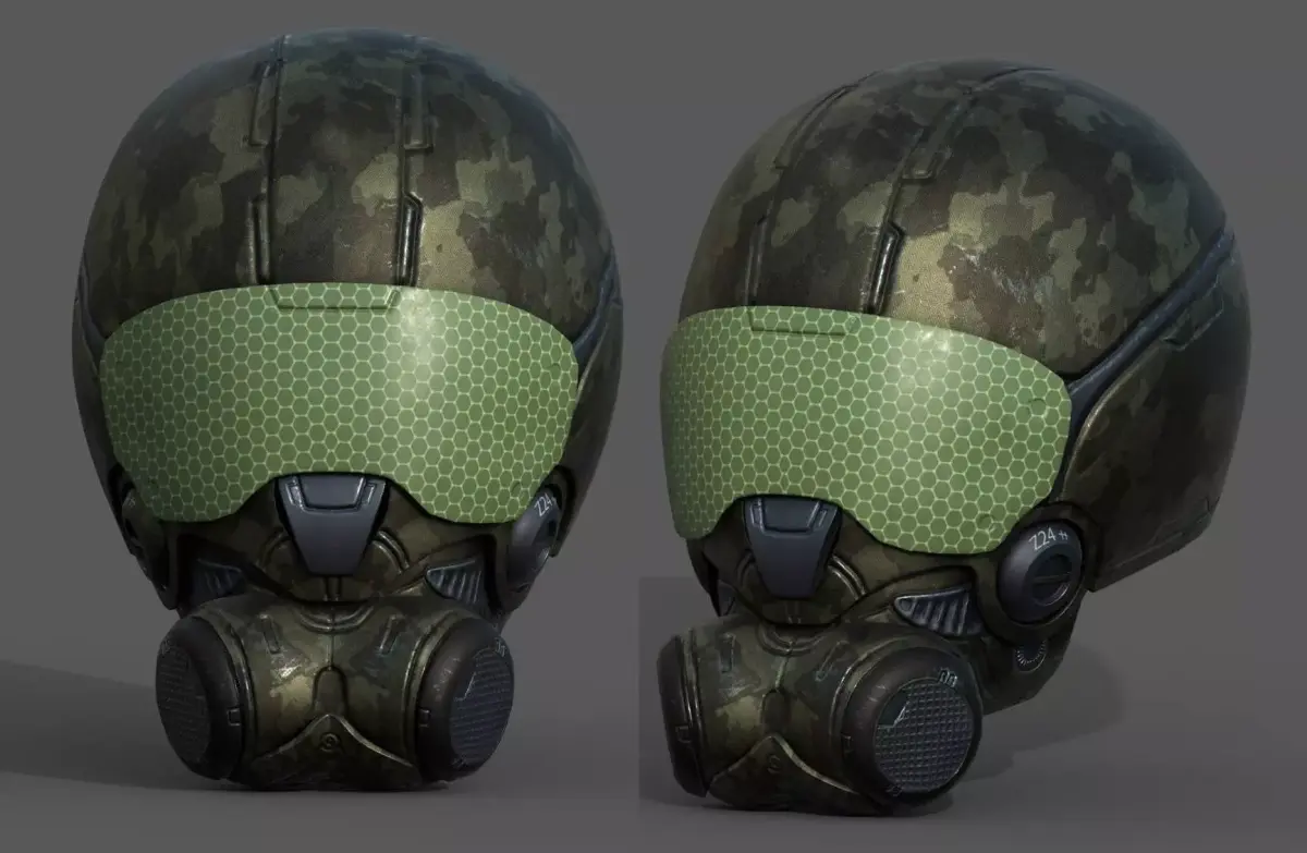 Helmet scifi combat military fantasy low poly  Low-poly 3D model