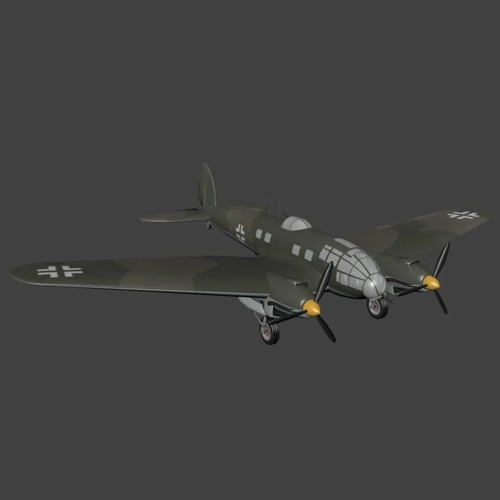 Heinkel-He-111 wwii fighter plane with propellers Low-poly 3D model