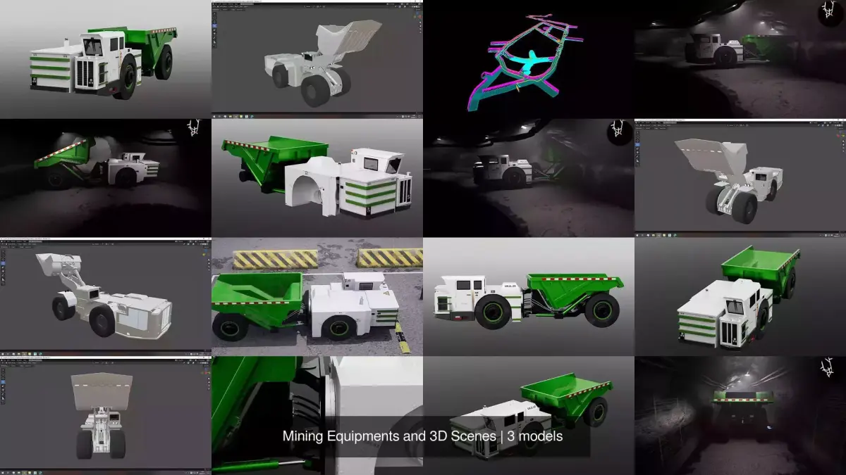 Mining Equipments and 3D Scenes 3D Model Pack