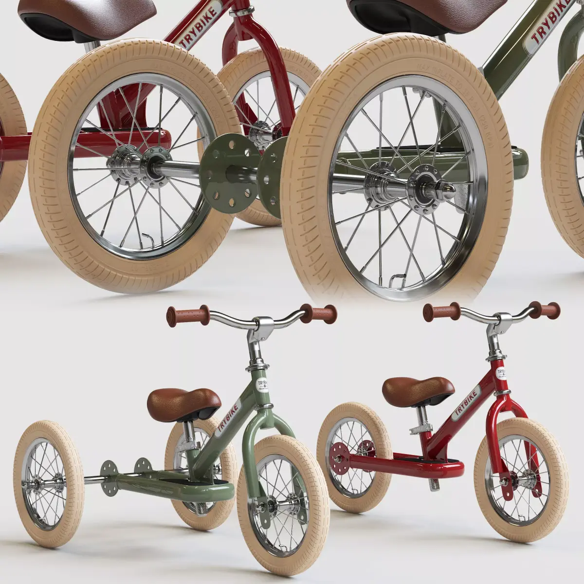 Trybike Tricycle Et Draisienne Acier 2 en 1 Vintag 3D model