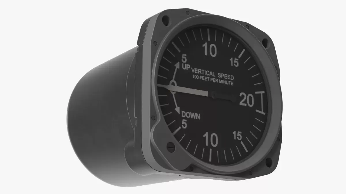 Mikrotechna Climb Rate Aircraft Gauge Rigged 3D model